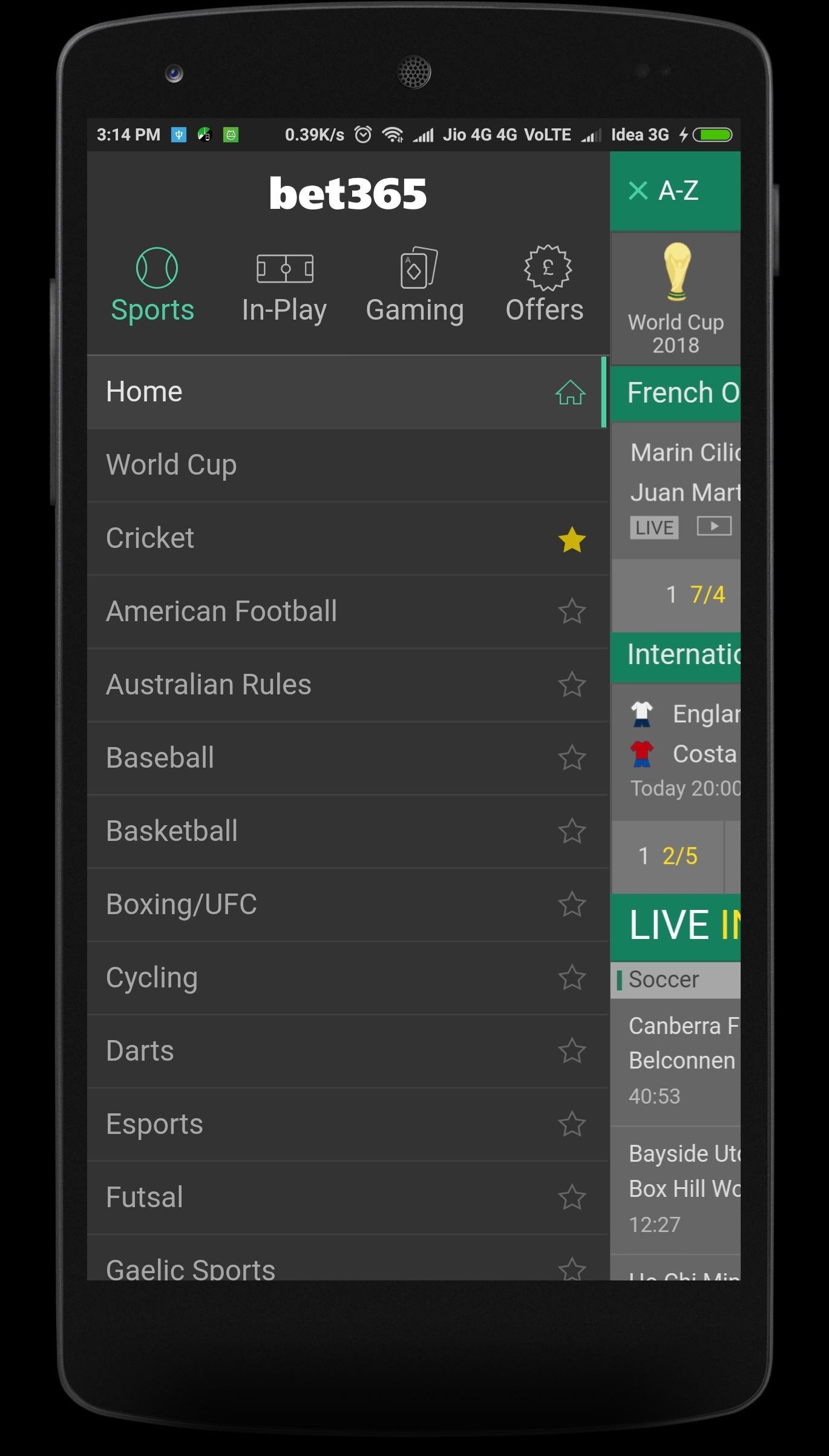 Бесплатное приложение БК bet365 на Android