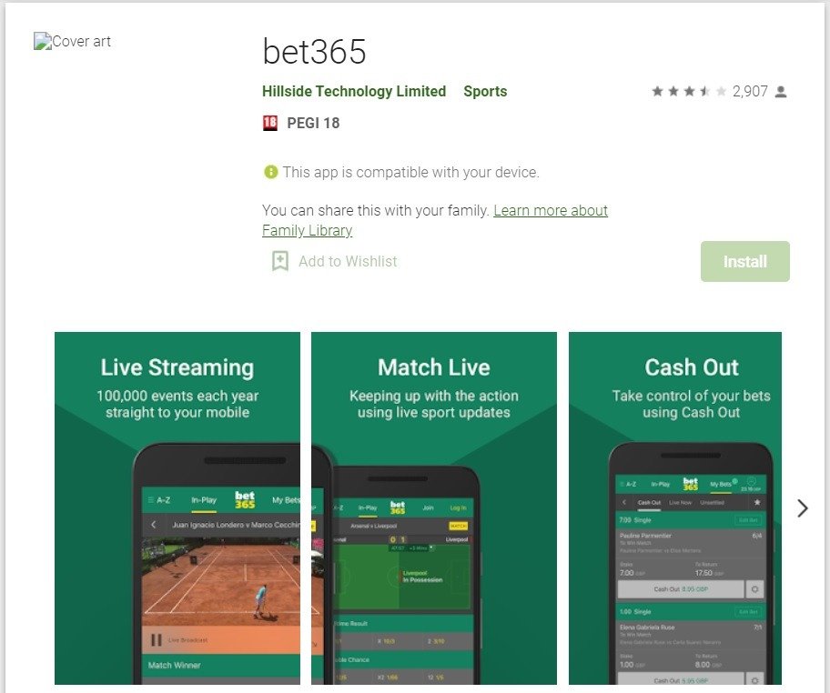 Скачать приложение bet365 на Андроид