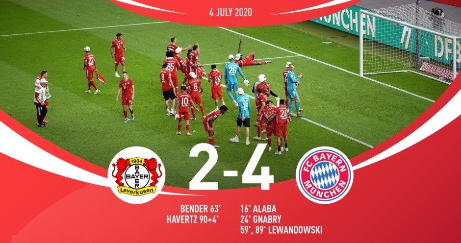 Мюнхенская «Бавария» сделала очередной «золотой дубль», обыграв в финале Кубка Германии «Байер 04»