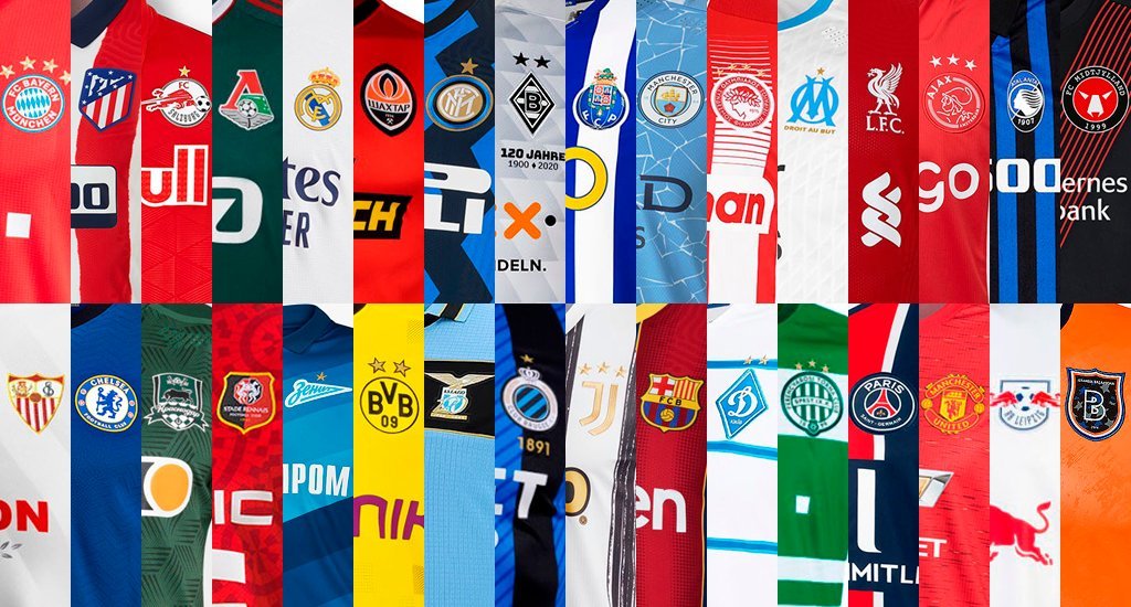 Все футболки участников Лиги Чемпионов в одном посте. Кто же одевает наибольшее количество команд?