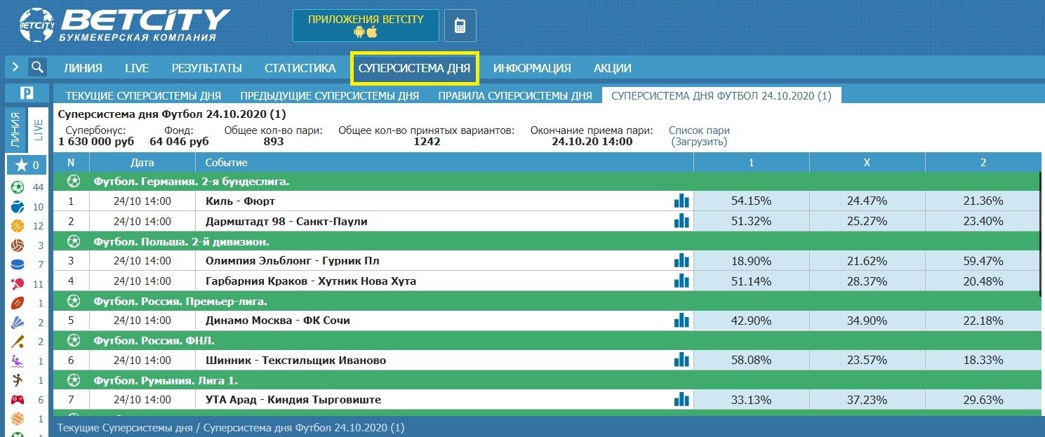 betcity ru totalizator supersistema dnya futbol i hokkej