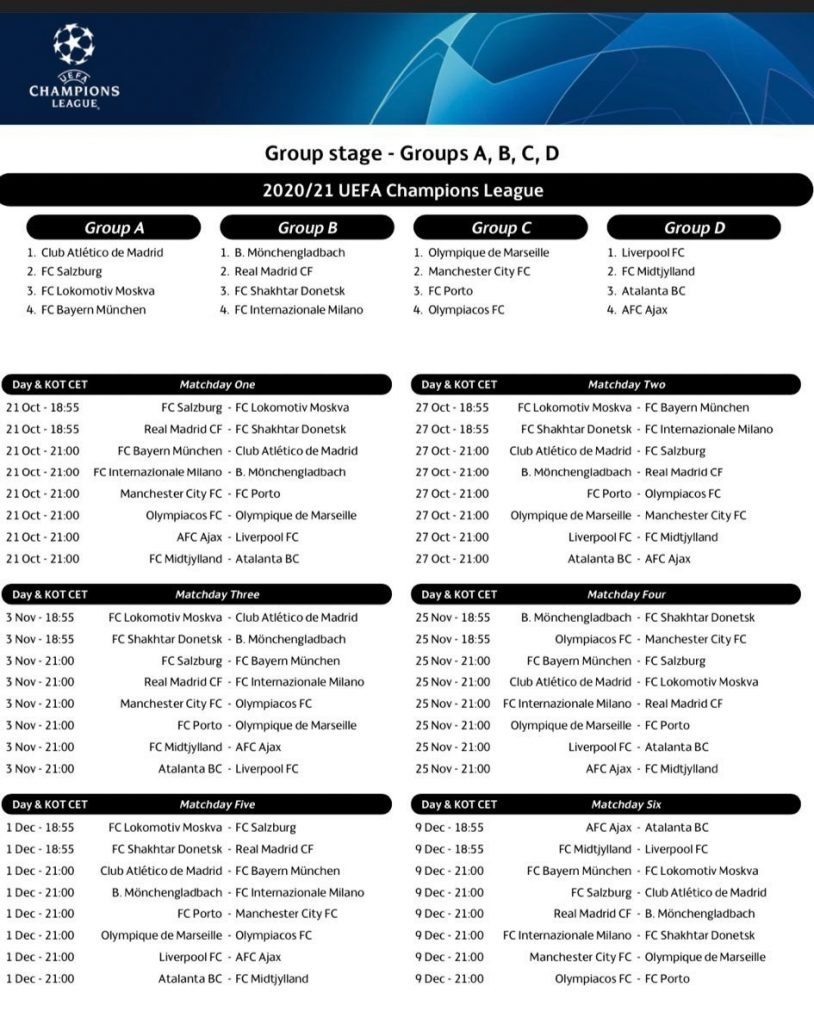 ucl group stage 1