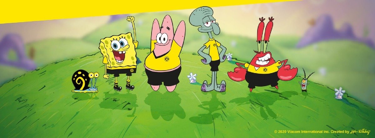 Дортмундская «Боруссия» в рамках сотрудничества с Nickelodeon выпустила одежду с персонажами из «Губки Боба»