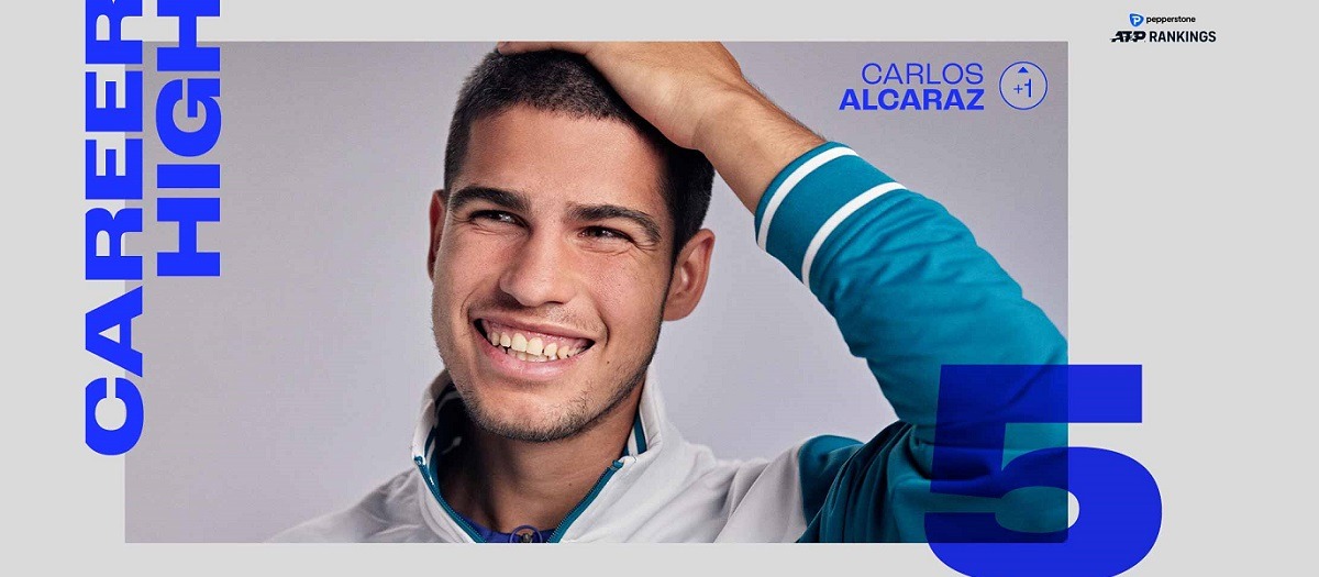 19-летний испанец Карлос Алькарас впервые в карьере ворвался в топ-5 рейтинга ATP