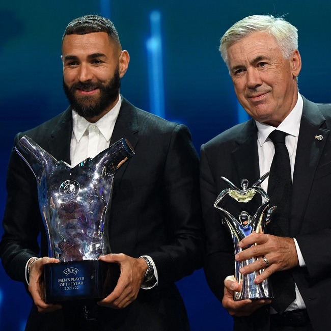 ancelotti benzema 2022 uefa awards
