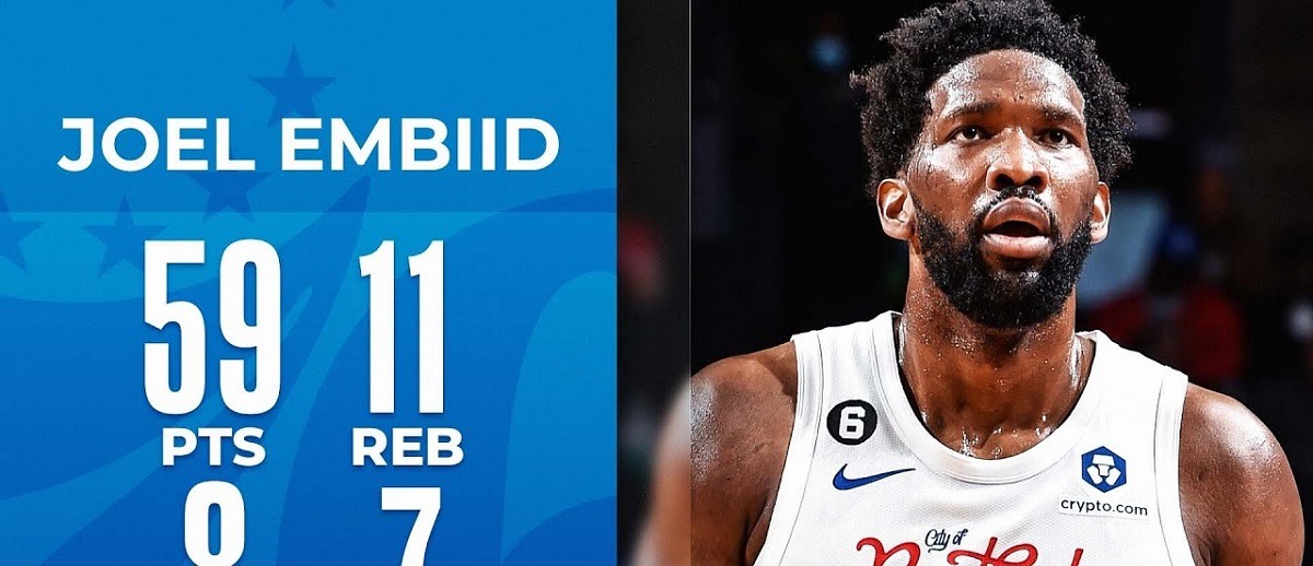 Джоэл Эмбиид выдал одно из лучших индивидуальных выступлений в истории НБА. Видео уникального перфоманса