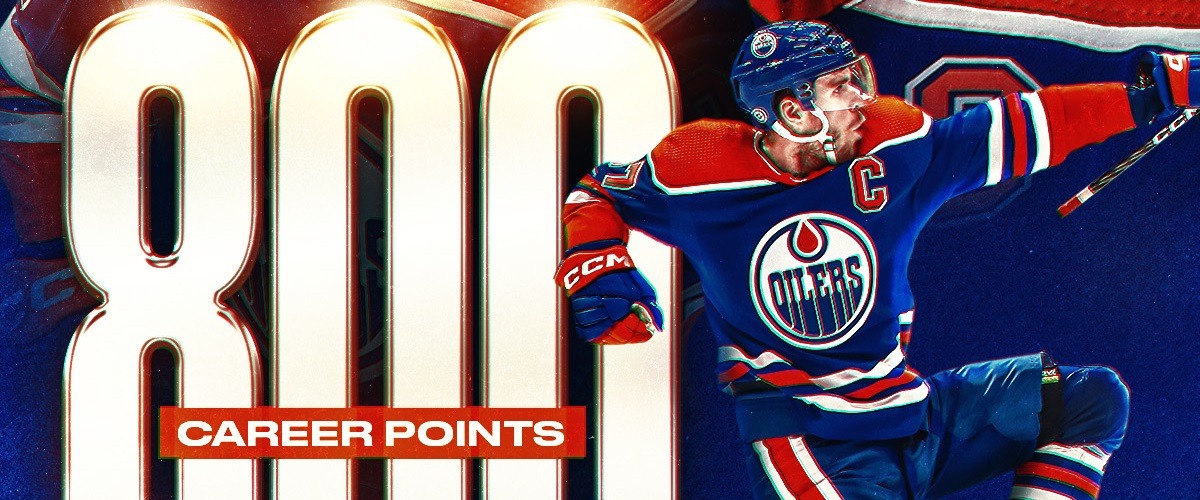 Коннор Макдэвид быстрее всех действующих хоккеистов достиг отметки в 800 очков в НХЛ