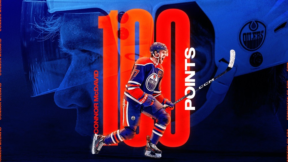 Коннор Макдэвид первым из всех игроков НХЛ добрался до отметки в 100 очков в сезоне-2022/23