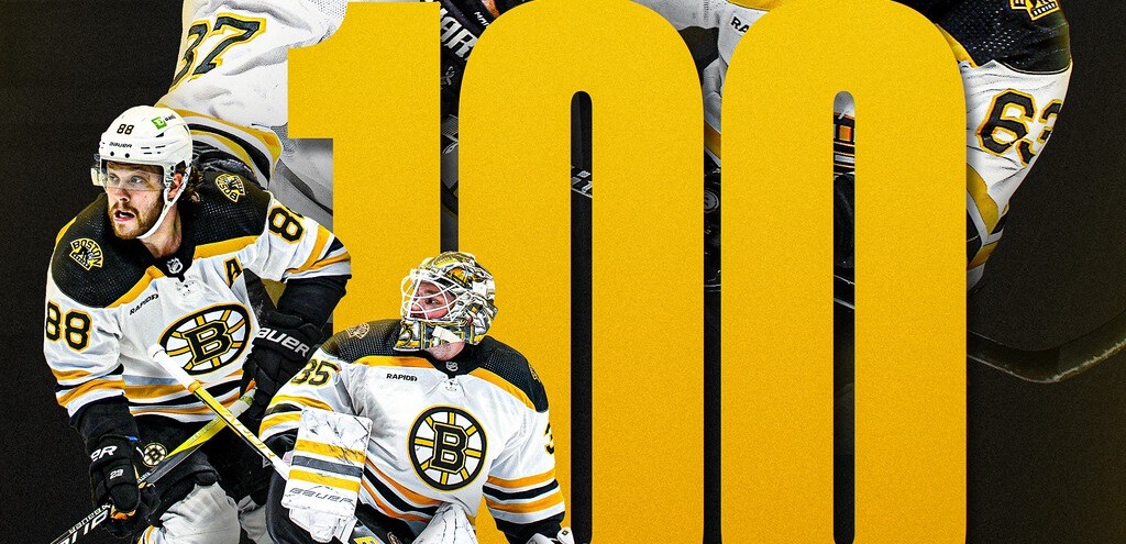«Бостон Брюинз» быстрее всех в истории НХЛ достиг отметки в 100 очков за сезон