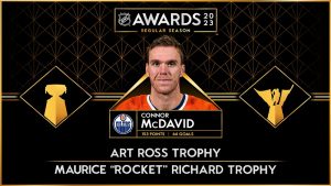 McDavid Art Ross Trophy and the Maurice Richard Trophy 2023