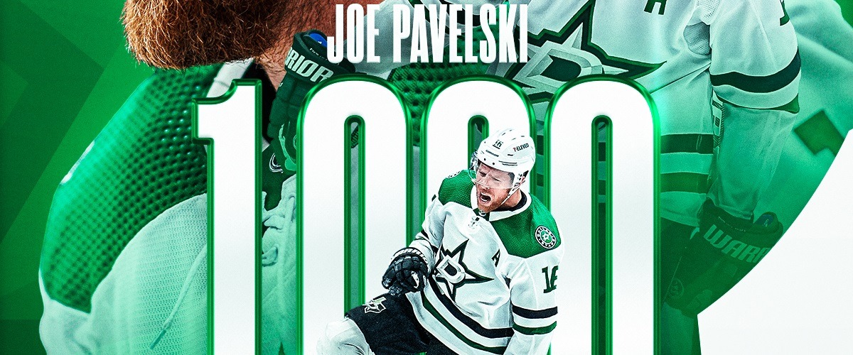 Нападающий «Далласа» Джо Павелски достиг отметки в 1000 очков в регулярных чемпионатах НХЛ