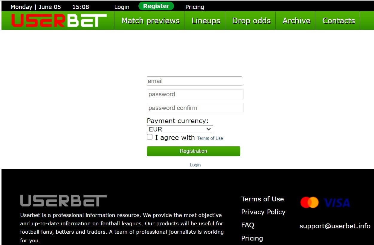 userbet info registration
