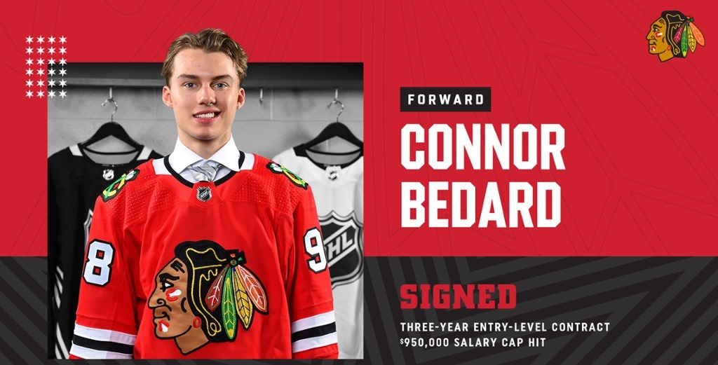 Первый номер драфта НХЛ-2023 Коннор Бедард заключил контракт новичка с «Чикаго»