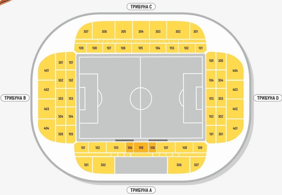 Shema stadiona Ekaterinburg Arena shema mest po sektora