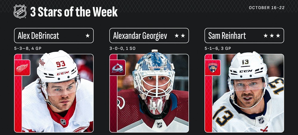 Александр Георгиев вошёл в тройку лучших хоккеистов второй игровой недели НХЛ сезона-2023/24