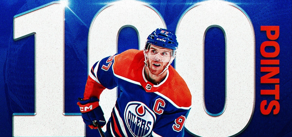Коннор Макдэвид в седьмой раз в карьере покорил отметку в 100 очков в регулярных чемпионатах НХЛ