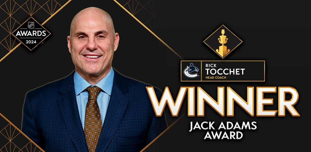 Обладателем награды «Джек Адамс Трофи» по итогам регулярки НХЛ сезона-2023/24 стал Рик Токкет