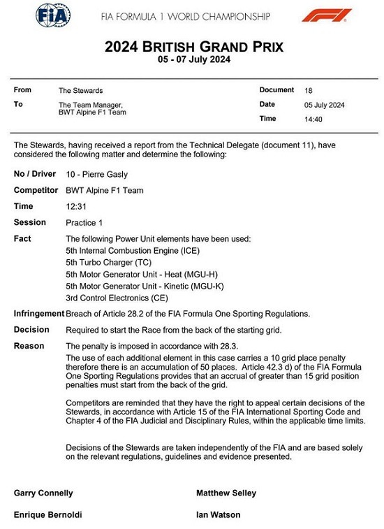 gasly alpine britain 2024 doc record