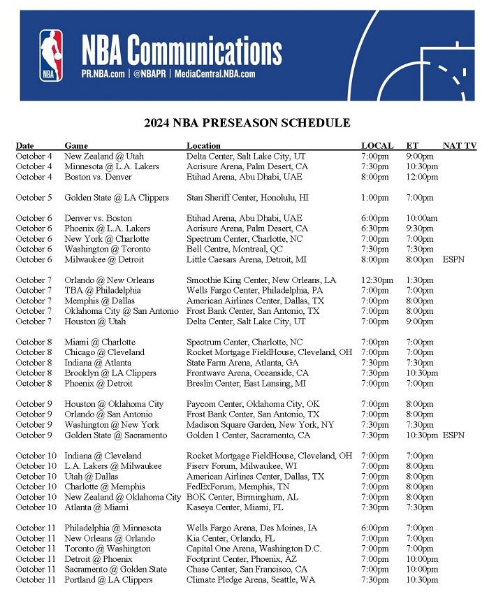 nba preseason 2024 games a