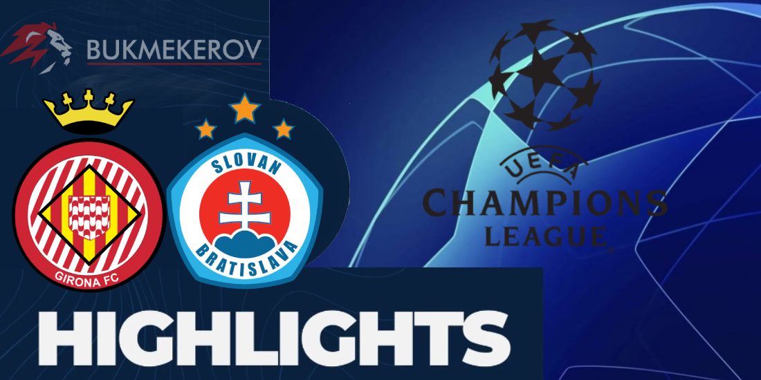 ZHirona Slovan Bratislava Obzor matcha. Video golov. Highlights. 22.10.2024 futbol Liga CHempionov LCH