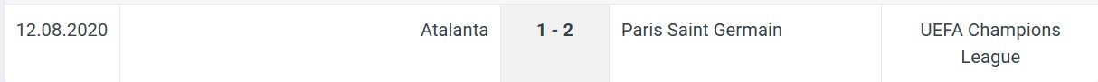 Paris Saint Germain Atalanta H2H results 17 09 2025 UCL