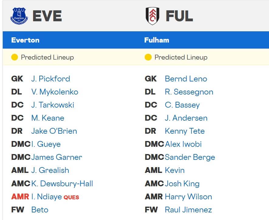 Everton Fulham expected lineups 08 11 2025 EPL Everton Fulham expected lineups 08 11 2025 EPL