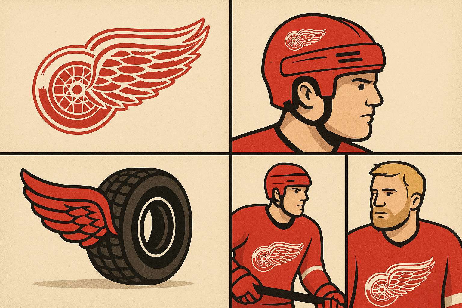 Prozvishha HK Detrojt Red Uingz Krasnye krylya Detroit Red Wings i Krylatye kolyosa Winged Wheel neofitsialnye prozvishha Pokryshki Trojt SHvedy