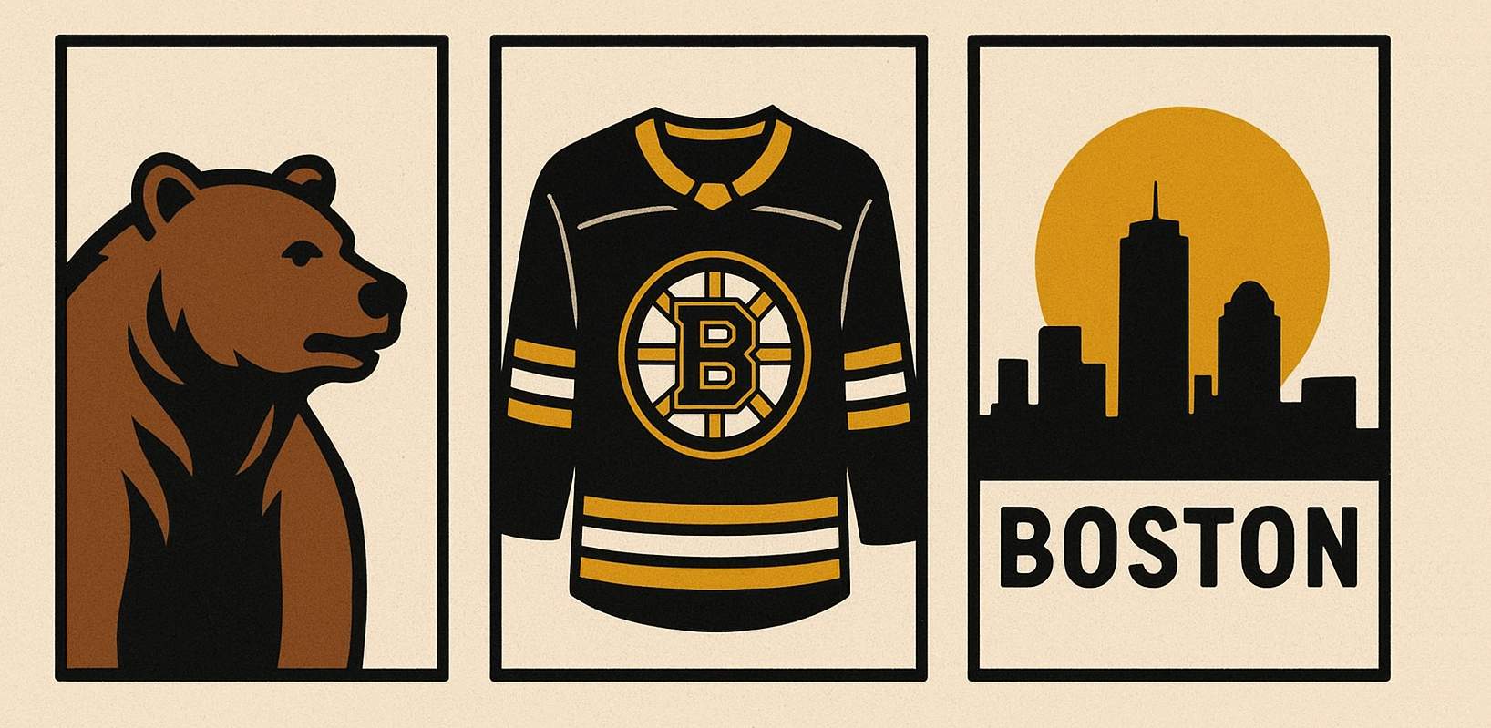 Prozvishha hokkejnogo kluba Boston Bryuinz Medvedi Bears CHyorno zolotye The Black and Gold