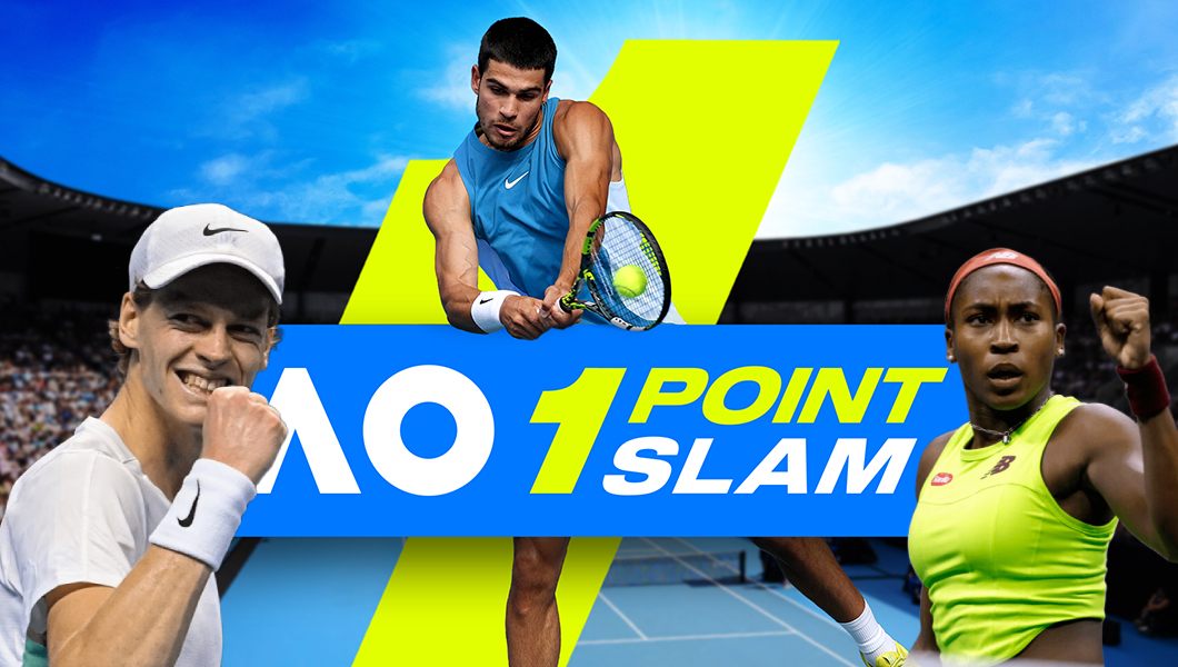 obzor One Point Slam novyj tennisnyj turnir s prizom 1 mln i matchami iz odnogo rozygrysha Alkaras inner SHventek Gauff ATP and WTA