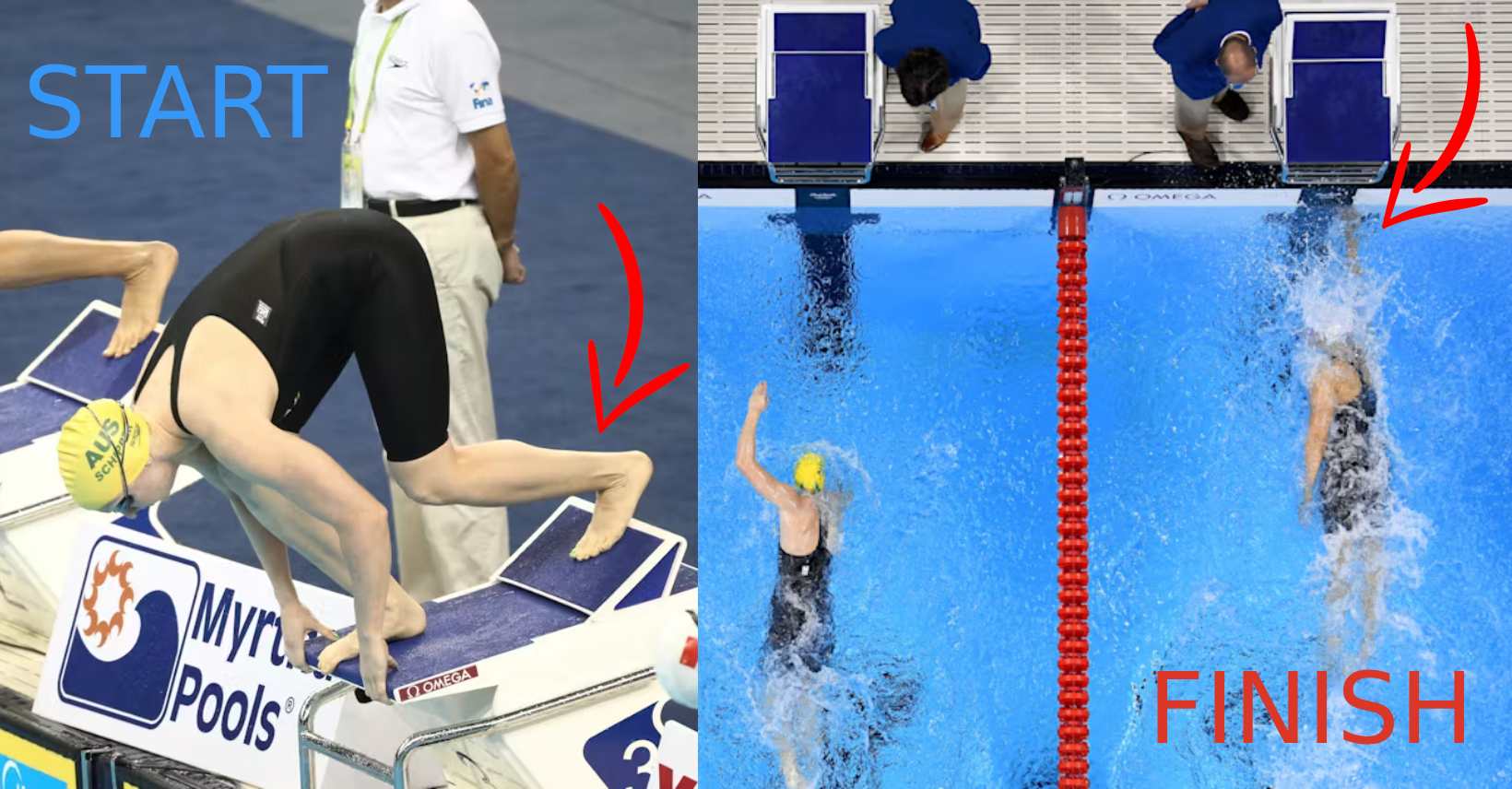 swimming startn and finish