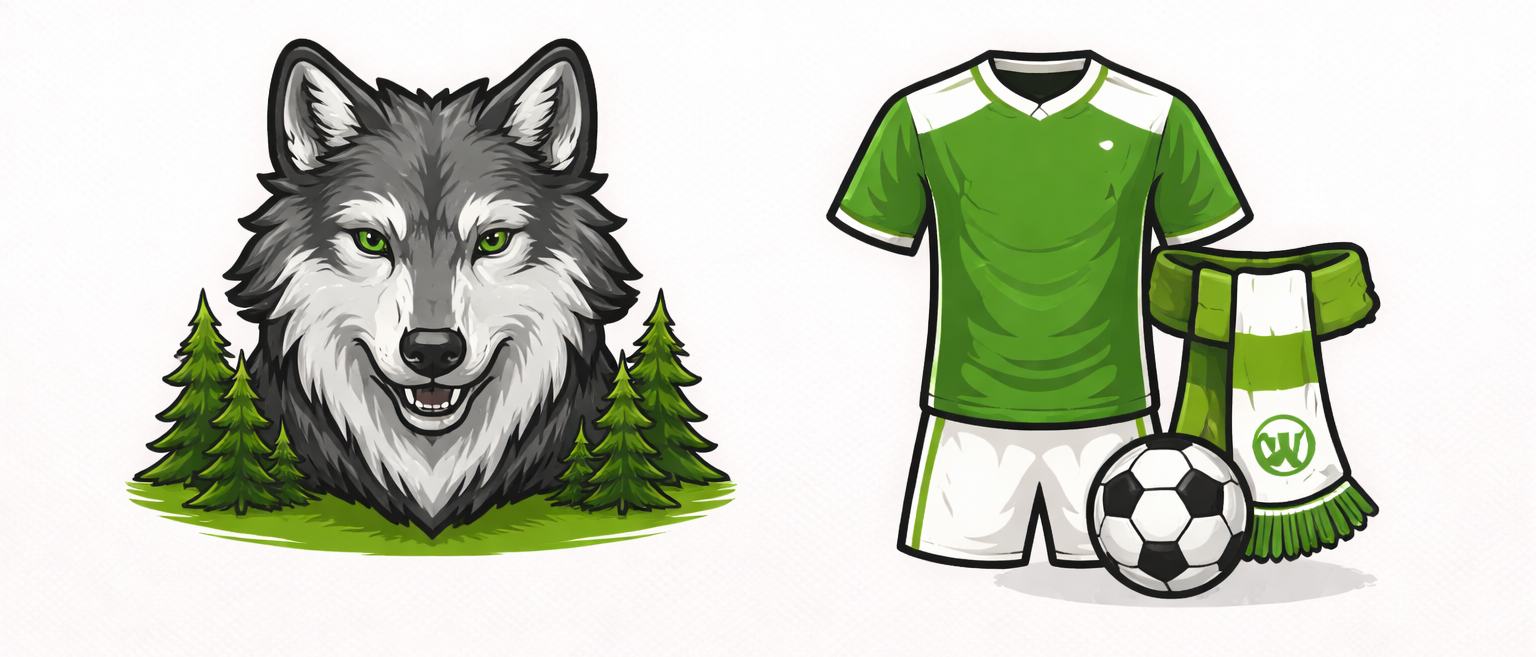 prozvishha nemetskogo futbolnogo kluba Volfsburg Volki Die W lfe Zelyono belye Gr n wei